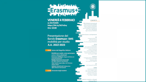 Presentazione del bando Erasmus+ Studio KA131 A.A. 2022/2023 